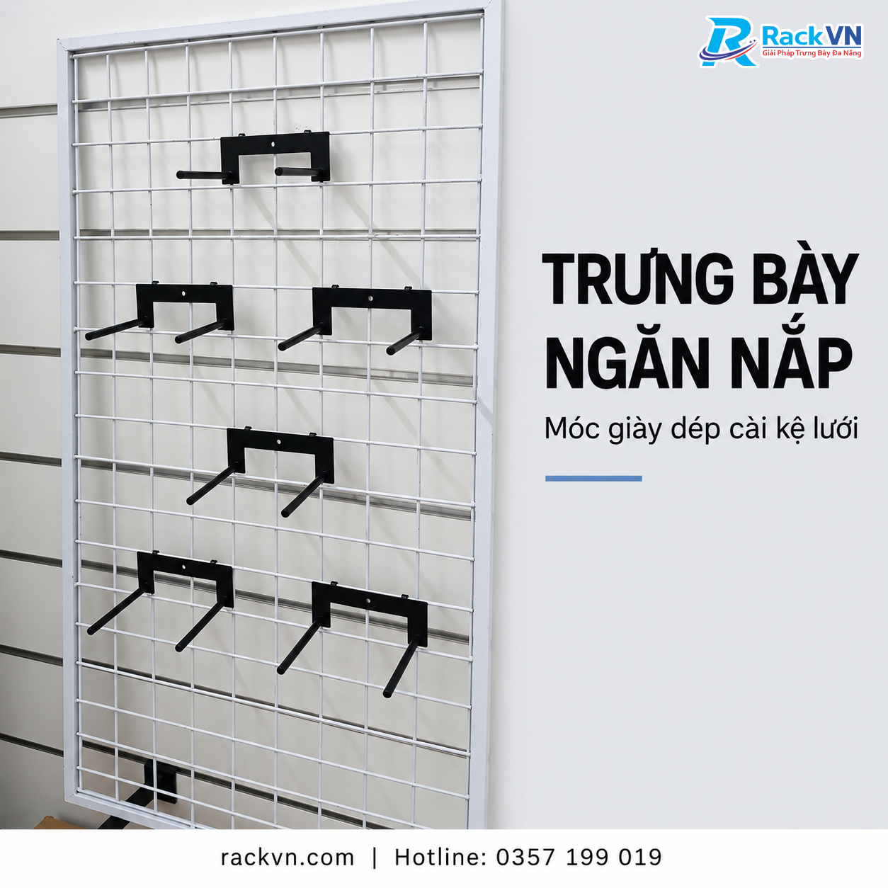 Cải tạo khu trưng bày giày bằng kệ lưới - Giải pháp tiết kiệm cho shop thể thao