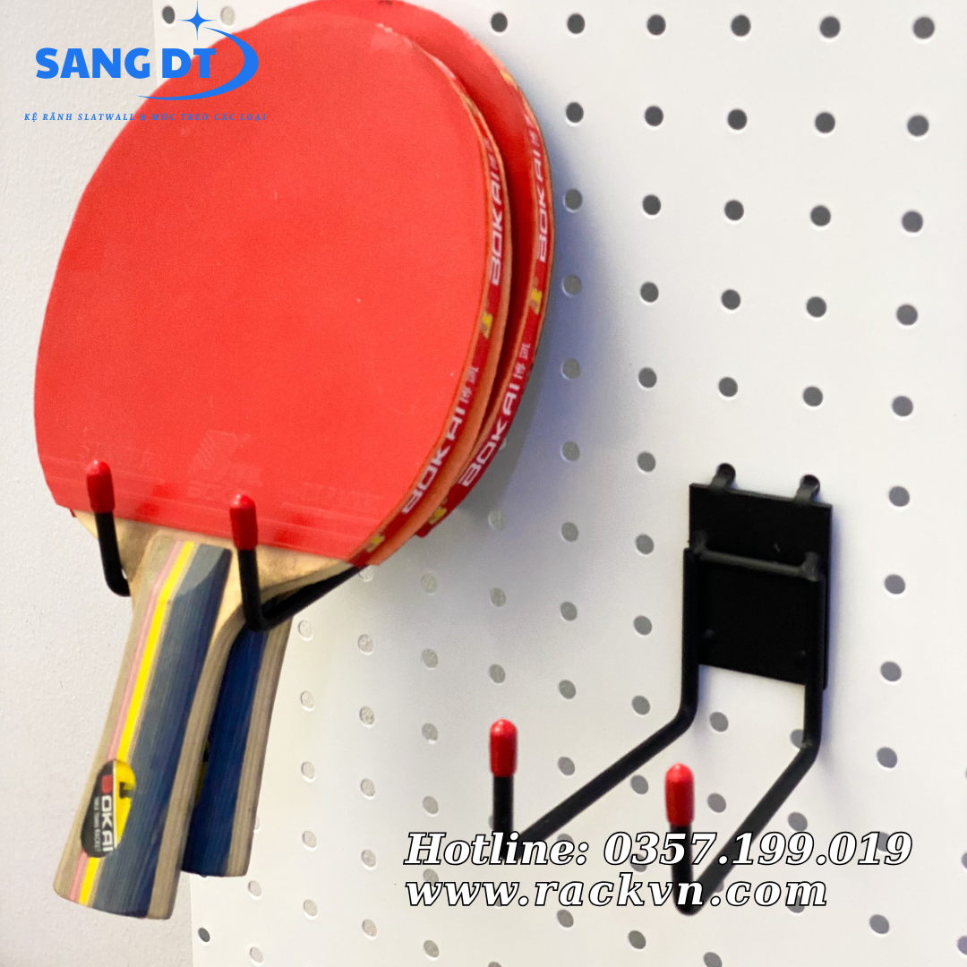 Móc treo vợt bóng bàn cài kệ tole lỗ