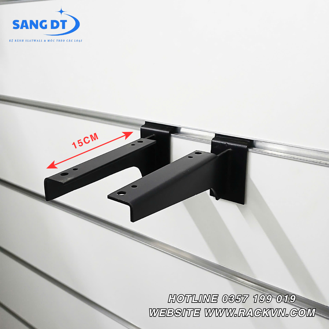Tay đỡ tầng kệ gỗ cài kệ rãnh slatwall 15cm - SP02