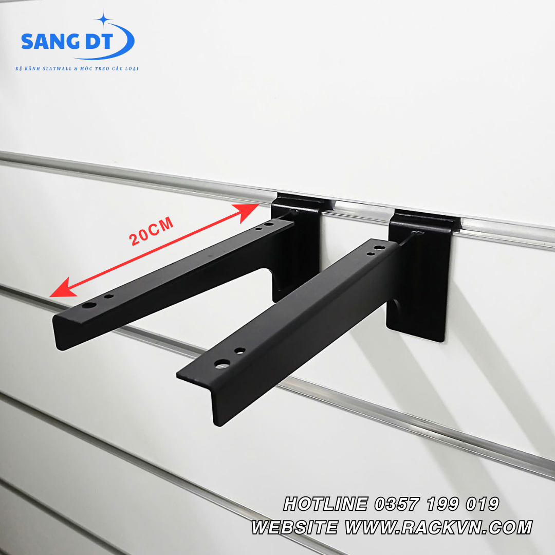 Tay đỡ tầng kệ gỗ cài kệ rãnh slatwall 20cm - SP03