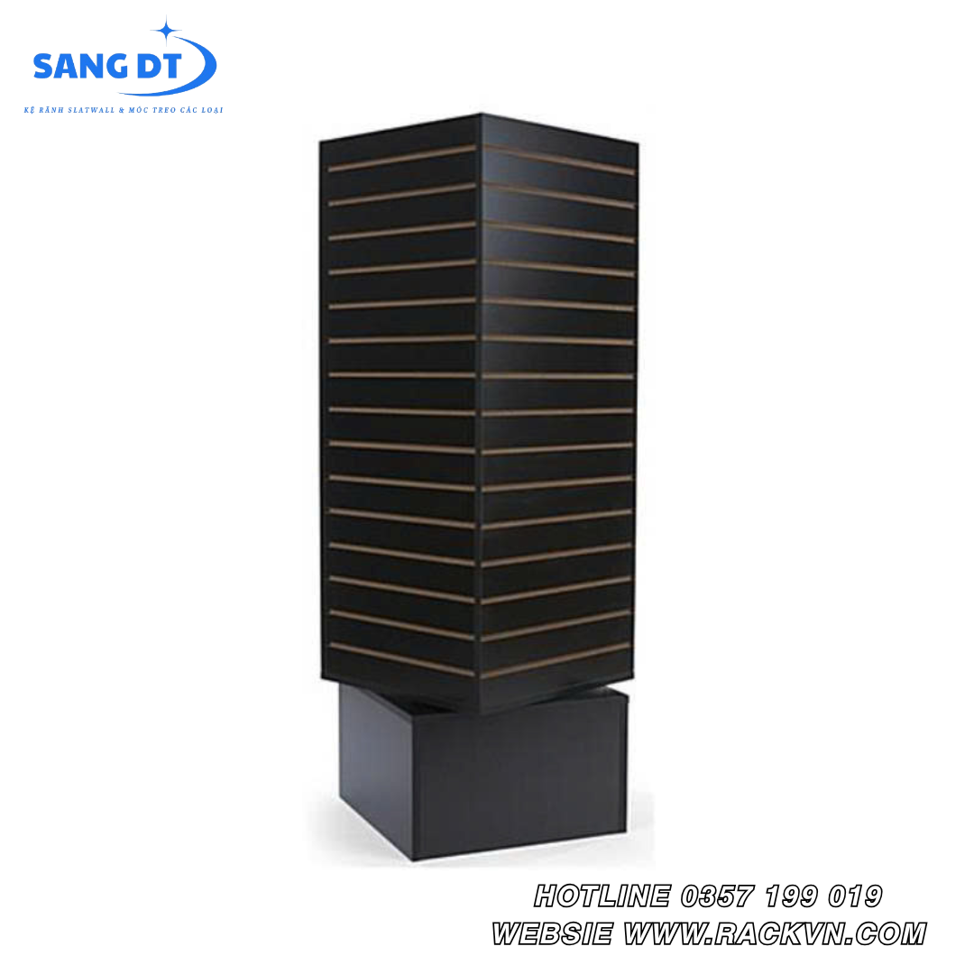 Tủ gỗ slatwall có bàn xoay 360 độ 4 mặt trưng bày - MS09