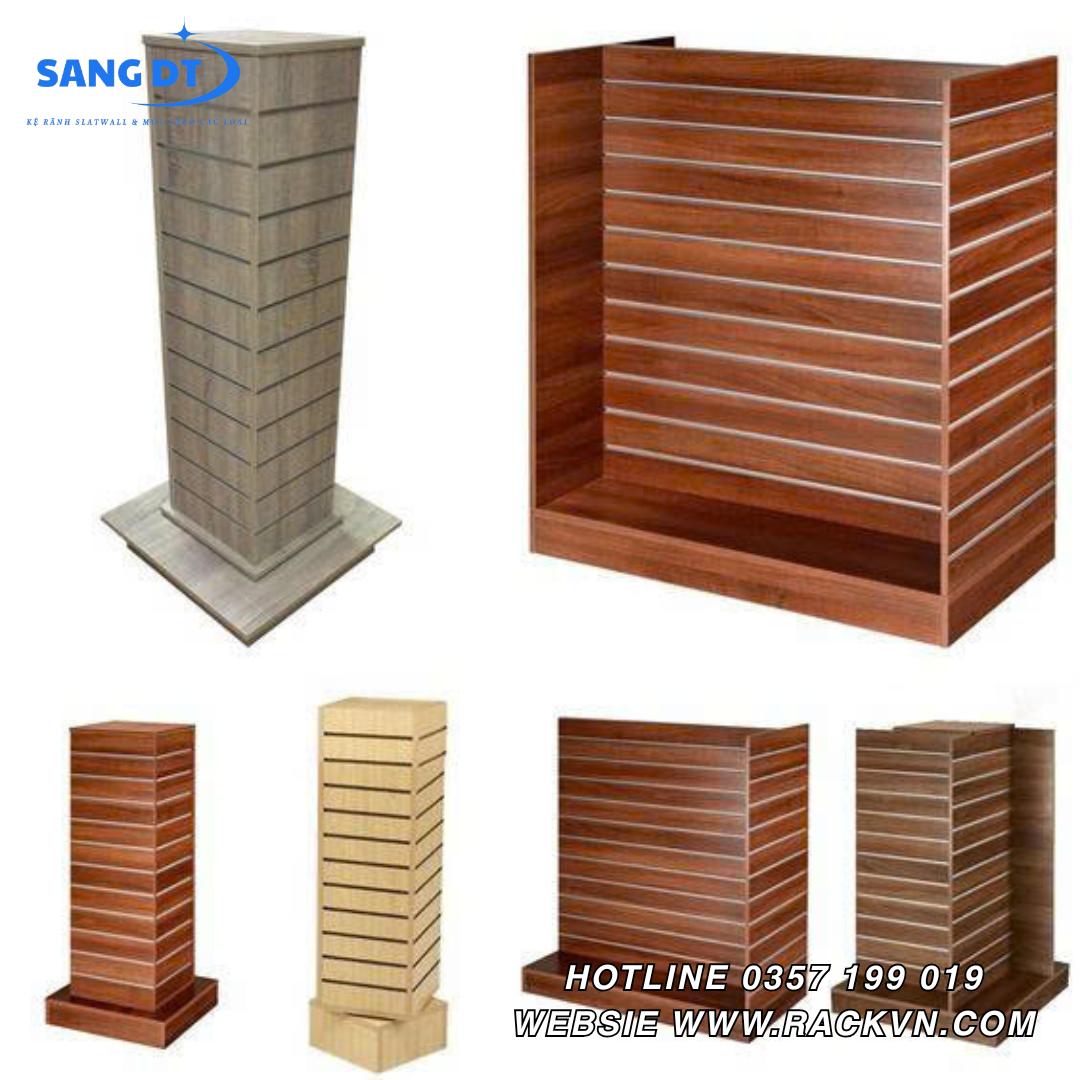 Các mẫu tủ gỗ slatwall trưng bày sản phẩm - MS014