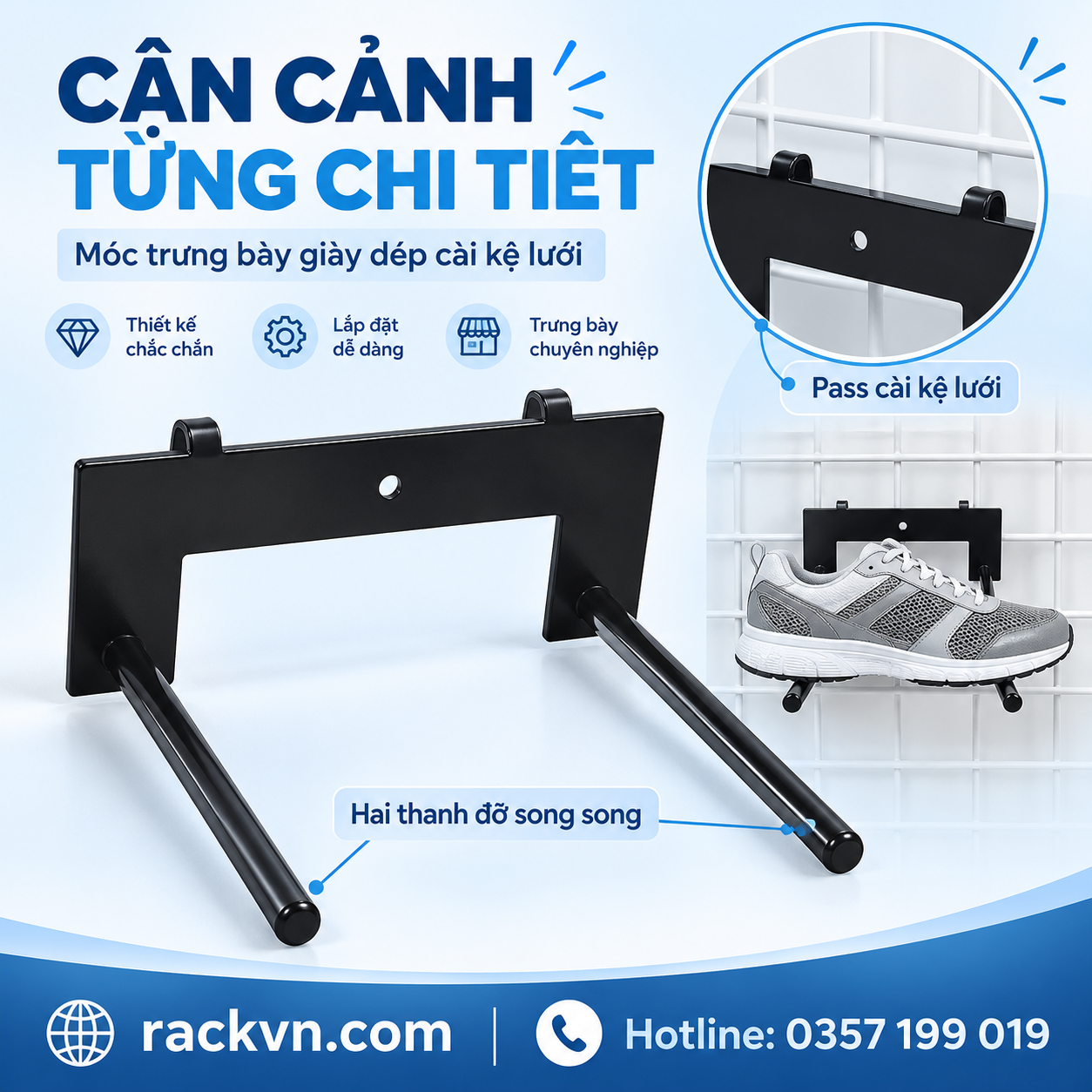 kệ trưng bày giày cài lưới