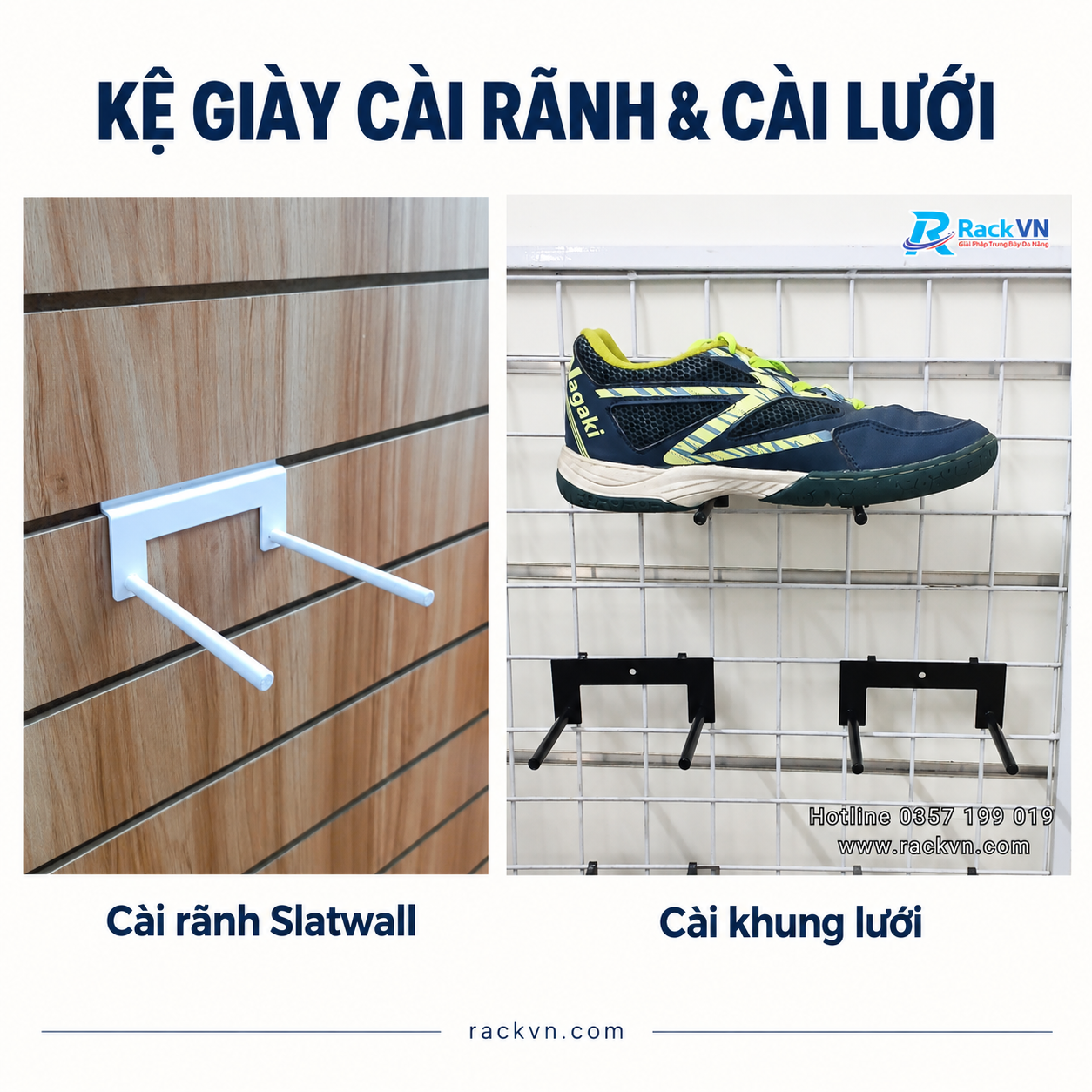 Phân biệt phần cài của kệ giày cài lưới và cài rãnh