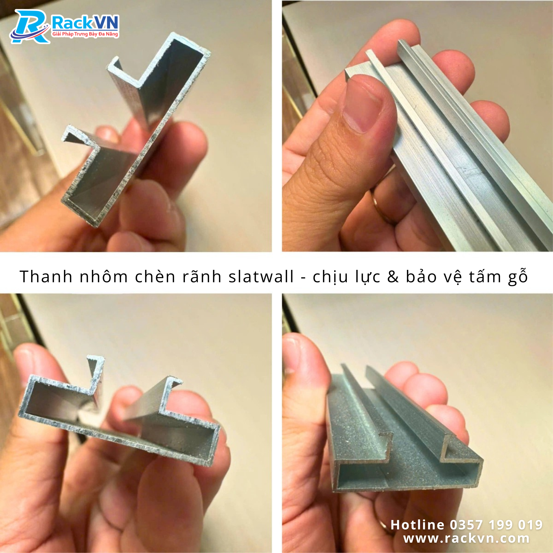 Vai trò của thanh nhôm cài kệ rãnh Slatwall trong hệ thống trưng bày