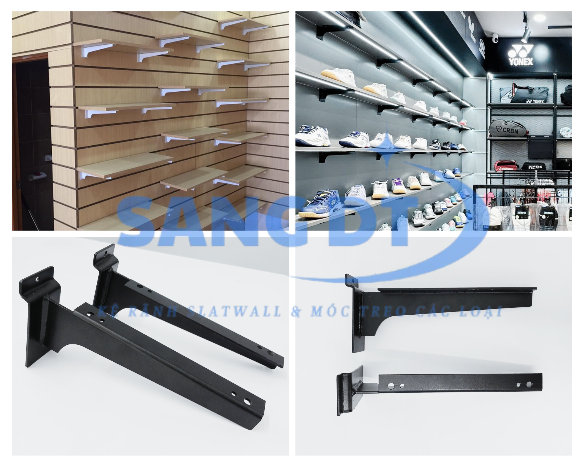 Tay đỡ tầng gỗ cài Slatwall