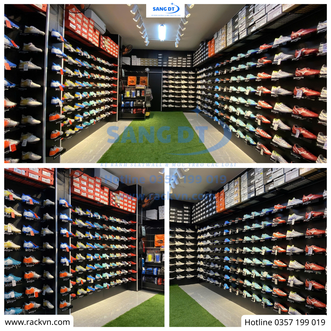 thi công shop trưng bày giày bóng đá