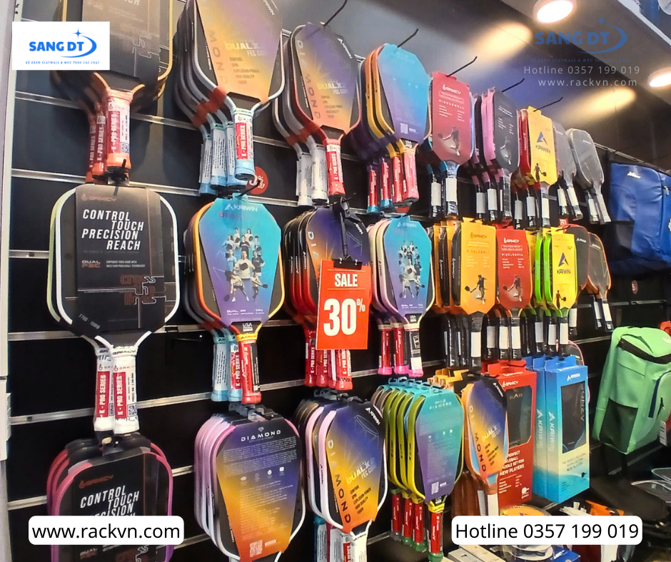 móc đơn cài kệ rãnh - treo vợt