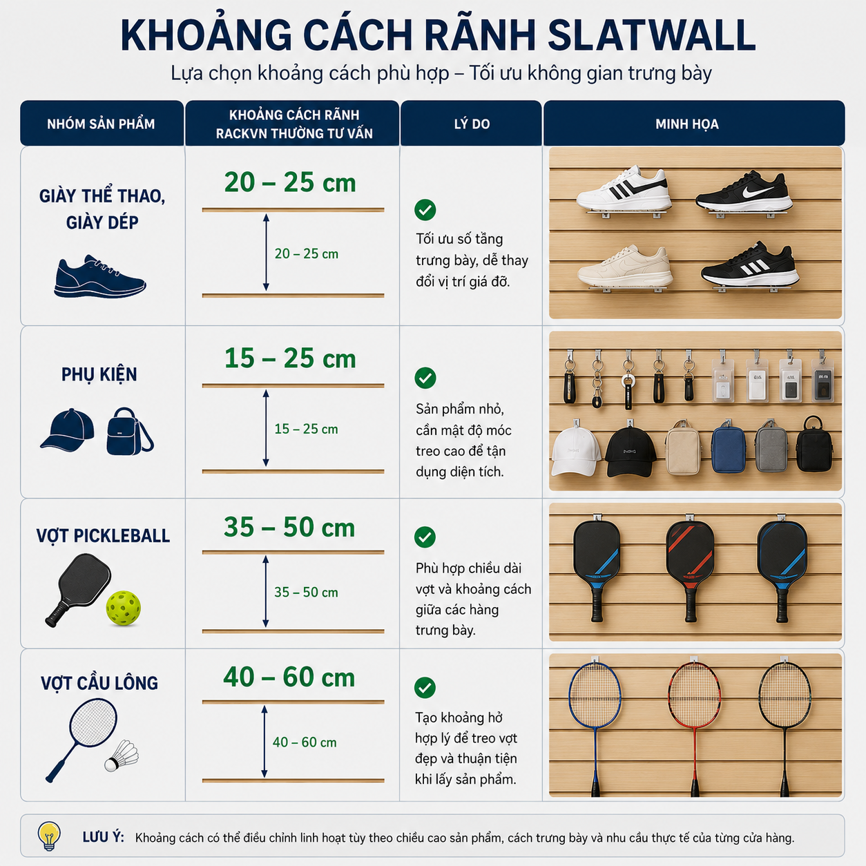 Khoảng Cách Rãnh Slatwall Bao Nhiêu Là Chuẩn? Cách Lựa Chọn Theo Từng Ngành Hàng