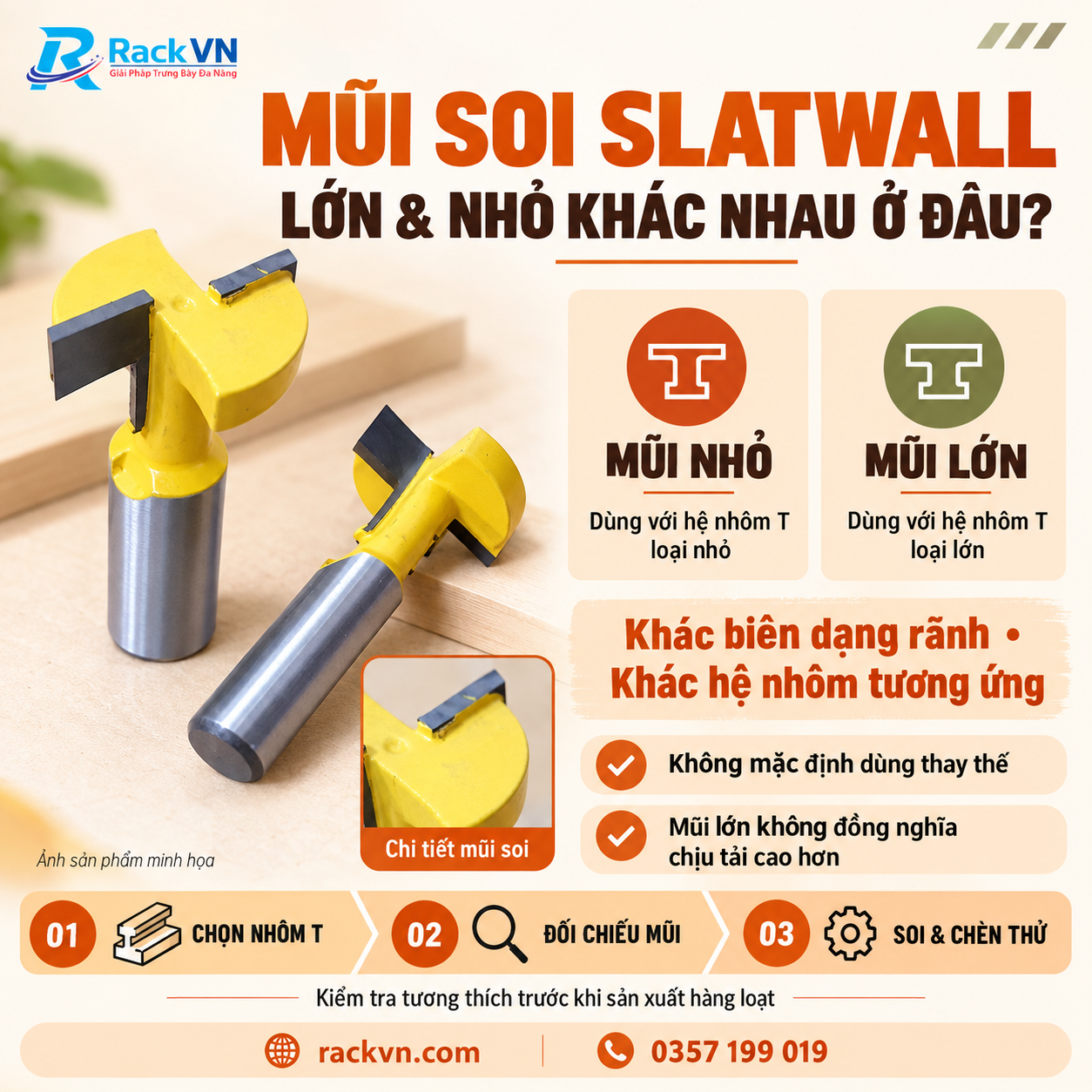 Các loại mũi soi rãnh slatwall