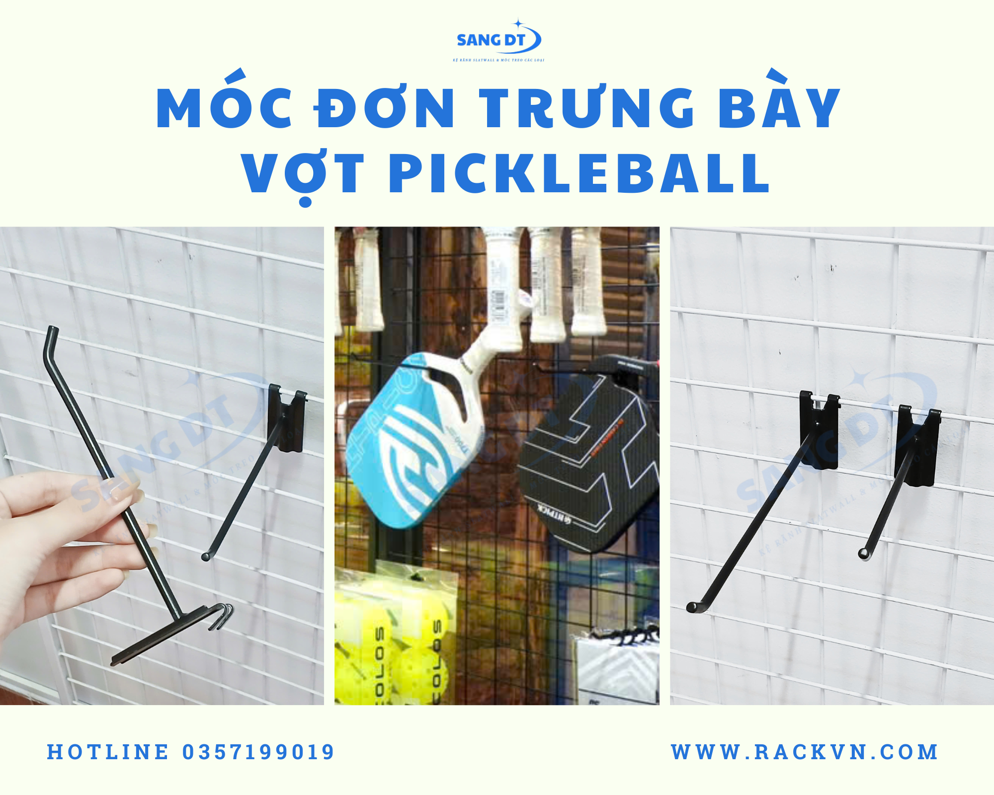 móc đơn treo vợt pickleball