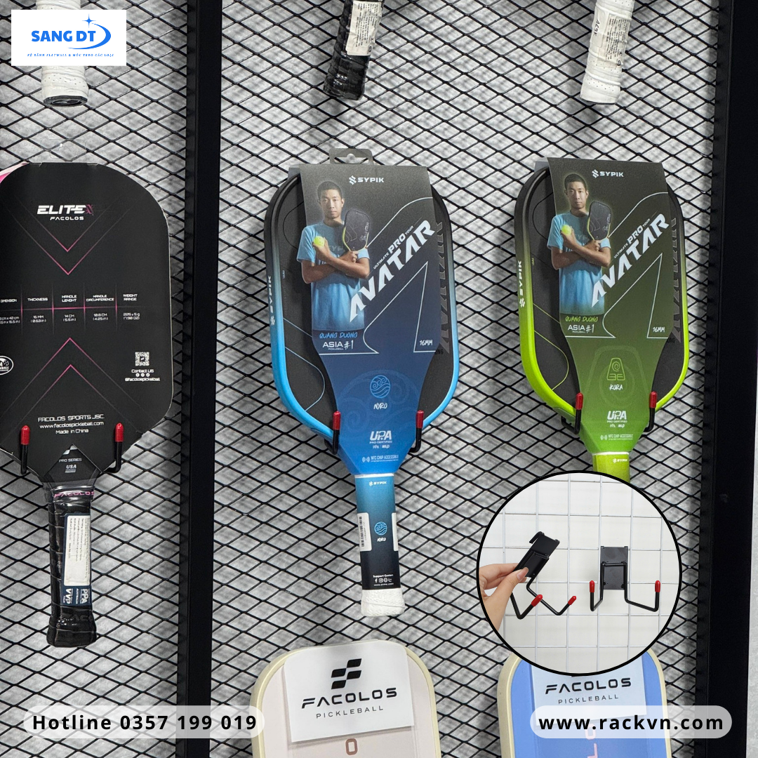 Móc treo vợt Pickleball chuyên dụng cài kệ lưới