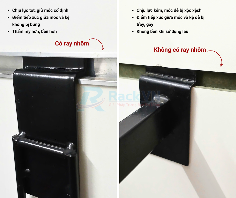  Không sử dụng thanh nhôm chèn rãnh