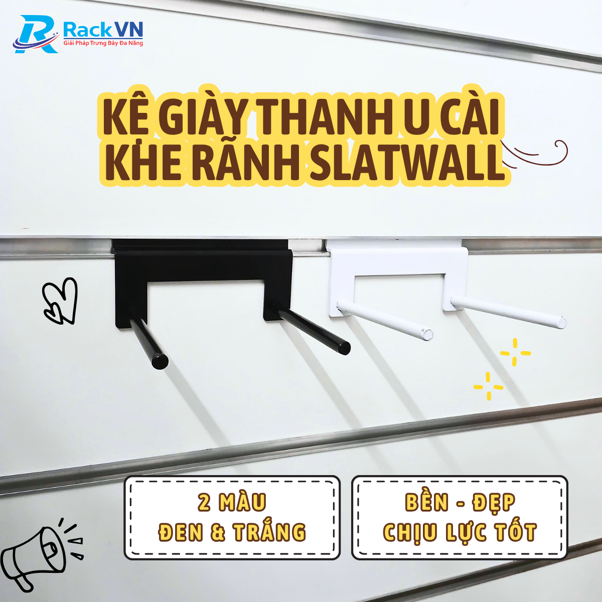  kệ giày cài rãnh Slatwall