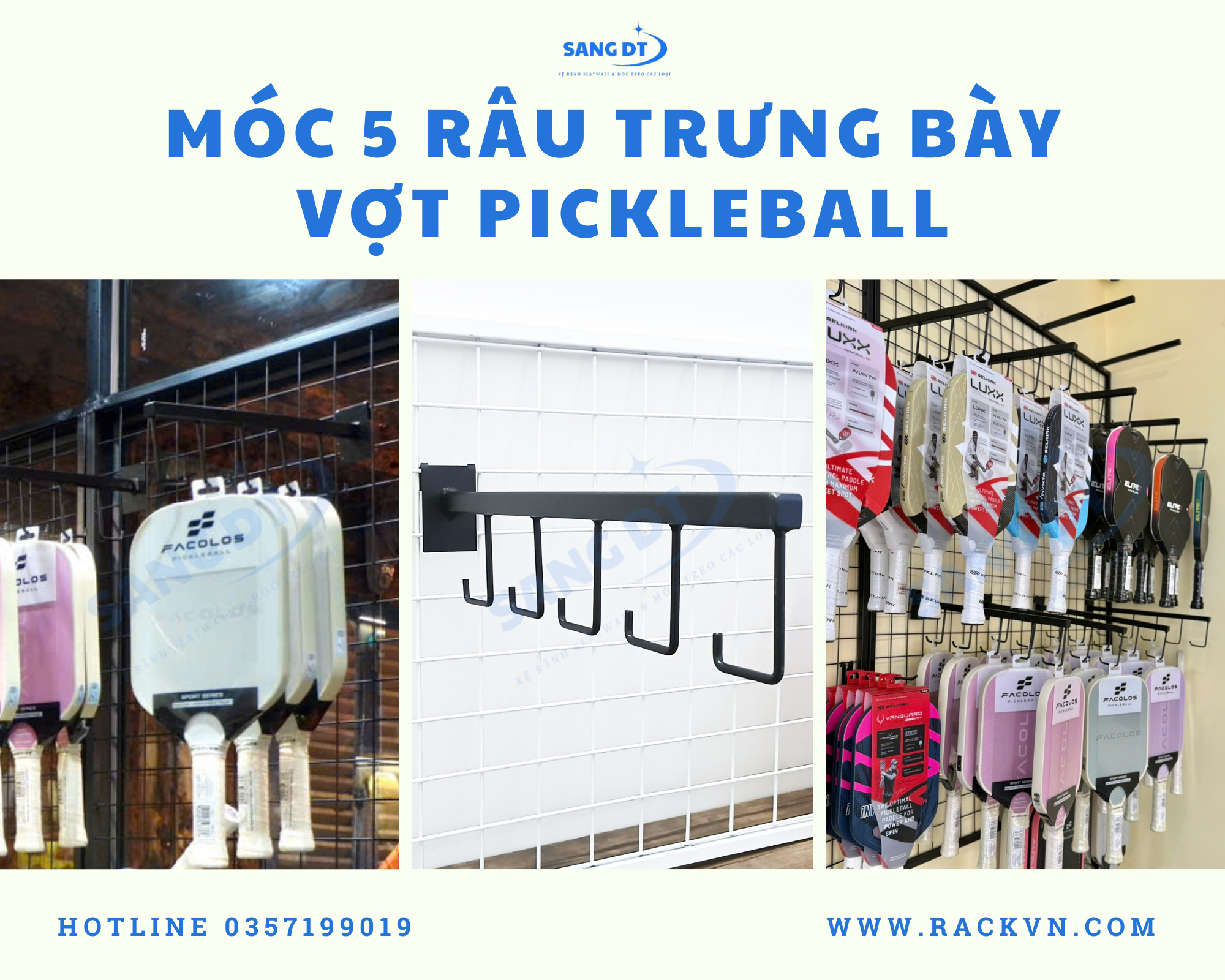  móc râu treo vợt pickleball