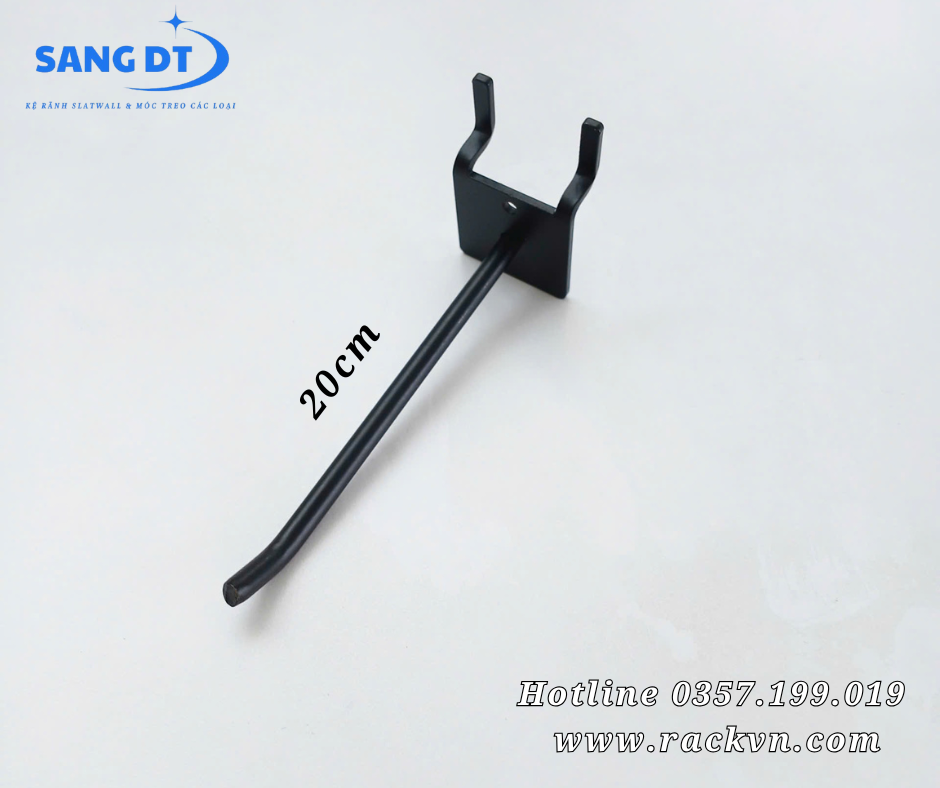 Móc đơn treo phụ kiện cài kệ tole lỗ - 20cm