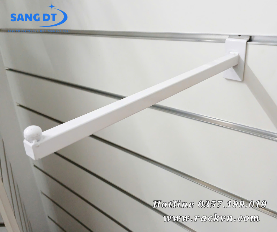 Móc 1 bi treo quần áo cài kệ rãnh âm slatwall - Móc màu trắng
