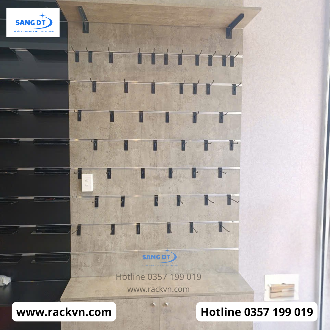 kệ slatwall kết hợp hộc tủ