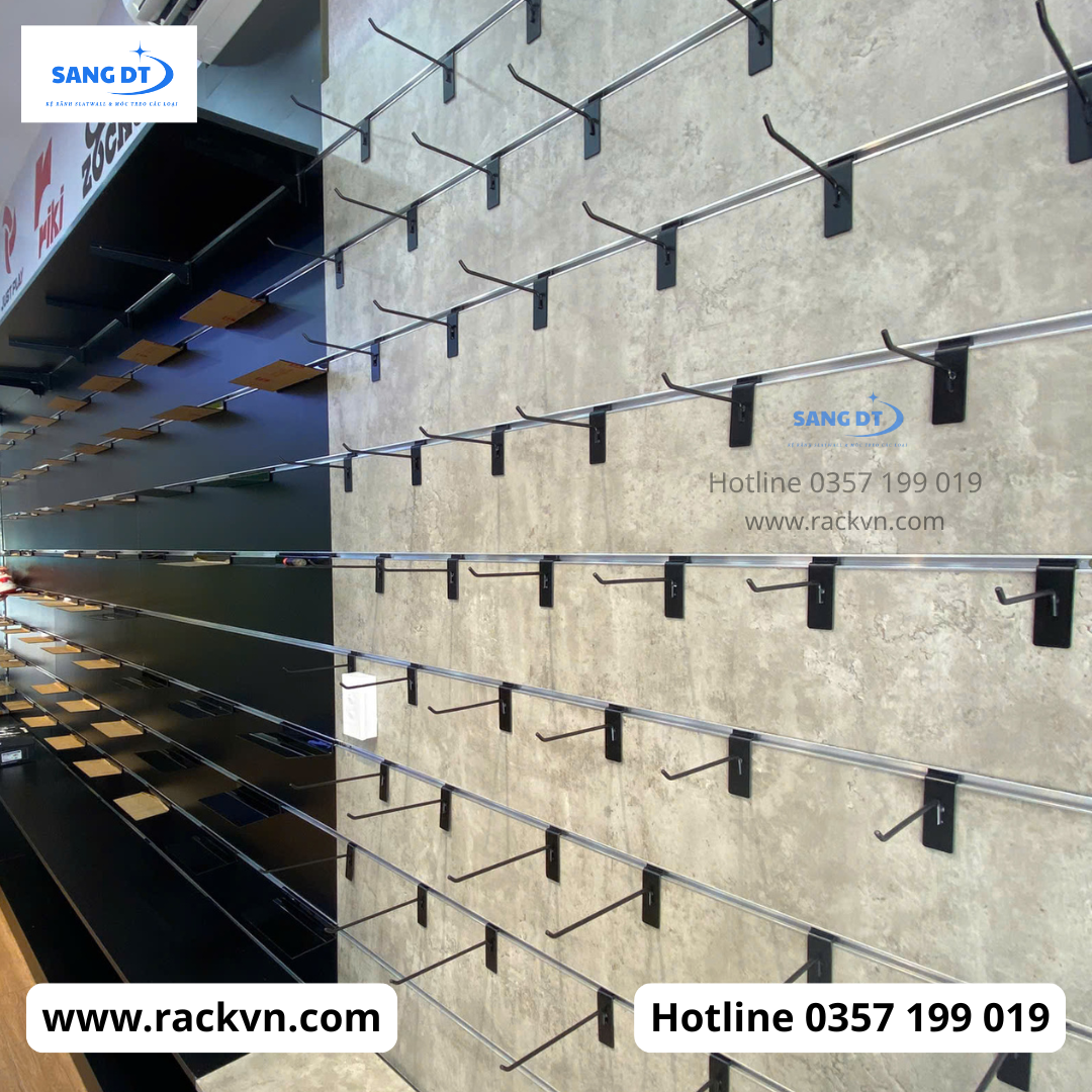 Kết hợp rãnh nhôm và phụ kiện Slatwall 