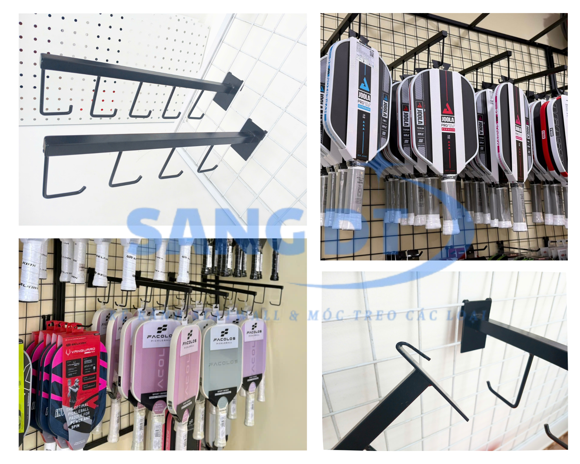 móc treo vợt 5 râu cài kệ lưới